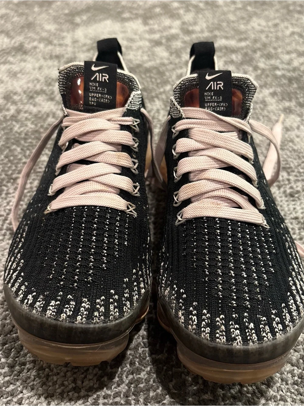 Nike Air VaporMax Flyknit 3 Black Barely Rose Athletic Shoes Womens U.S. 5